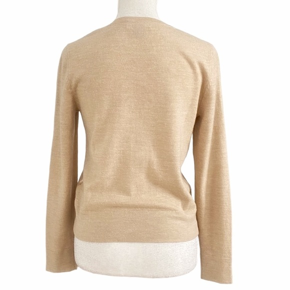 LORD & TAYLOR EXTRA FINE MERINO WOOL SILK BEIGE SOFT PINK KNIT CARDIGAN - XS - Picture 3 of 9